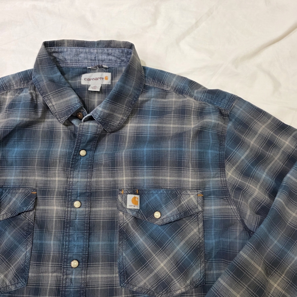 Carhartt Relaxed Fit Plaid Long Sleeve Button Up Shirt w/Pearlescent Snaps. XL